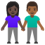 image for :woman and man holding hands: dark skin tone, medium-dark skin tone: