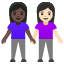 image for :women holding hands: dark skin tone, light skin tone: