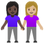 image for :women holding hands: dark skin tone, medium-light skin tone: