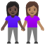 image for :women holding hands: dark skin tone, medium skin tone: