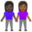 image for :women holding hands: dark skin tone, medium-dark skin tone: