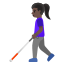 image for :woman with white cane: dark skin tone: