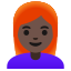image for :woman: dark skin tone, red hair: