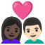 image for :couple with heart: woman, man, dark skin tone, light skin tone:
