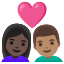 image for :couple with heart: woman, man, dark skin tone, medium skin tone: