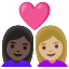 image for :couple with heart: woman, woman, dark skin tone, medium-light skin tone: