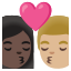 image for :kiss: woman, man, dark skin tone, medium-light skin tone: