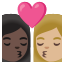 image for :kiss: woman, woman, dark skin tone, medium-light skin tone: