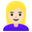 image for :woman: light skin tone, blond hair: