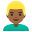 image for :man: medium-dark skin tone, blond hair: