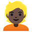 image for :person: dark skin tone, blond hair:
