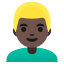 image for :man: dark skin tone, blond hair: