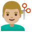 image for :man getting haircut: medium-light skin tone: