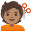 image for :person getting haircut: medium skin tone:
