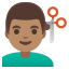 image for :man getting haircut: medium skin tone: