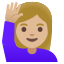 image for :woman raising hand: medium-light skin tone: