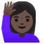image for :woman raising hand: dark skin tone: