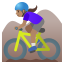 image for :woman mountain biking: medium skin tone: