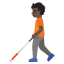 image for :person with white cane: dark skin tone: