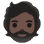 image for :person: dark skin tone, beard: