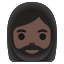 image for :woman: dark skin tone, beard: