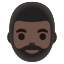 image for :man: dark skin tone, beard: