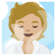 image for :person in steamy room: medium-light skin tone: